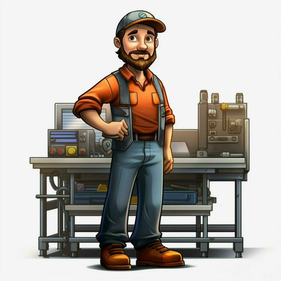 Man Factory Worker 2d cartoon illustraton on white background photo