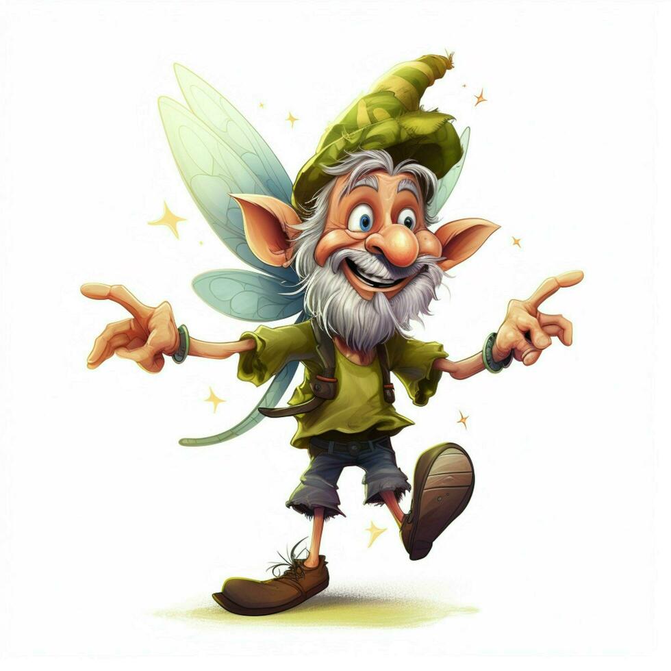 Man Fairy 2d cartoon illustraton on white background high photo