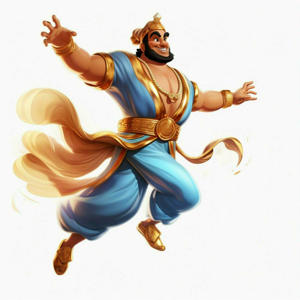 Man Genie 2d cartoon illustraton on white background high photo