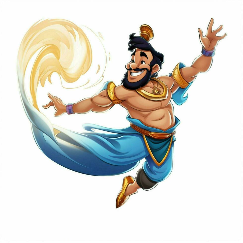 Man Genie 2d cartoon illustraton on white background high photo