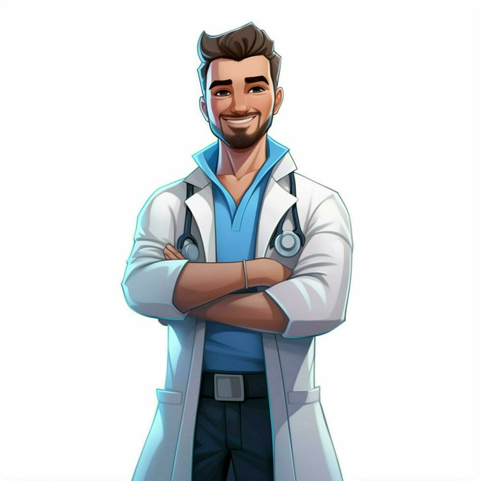 Man Health Worker 2d cartoon illustraton on white background photo