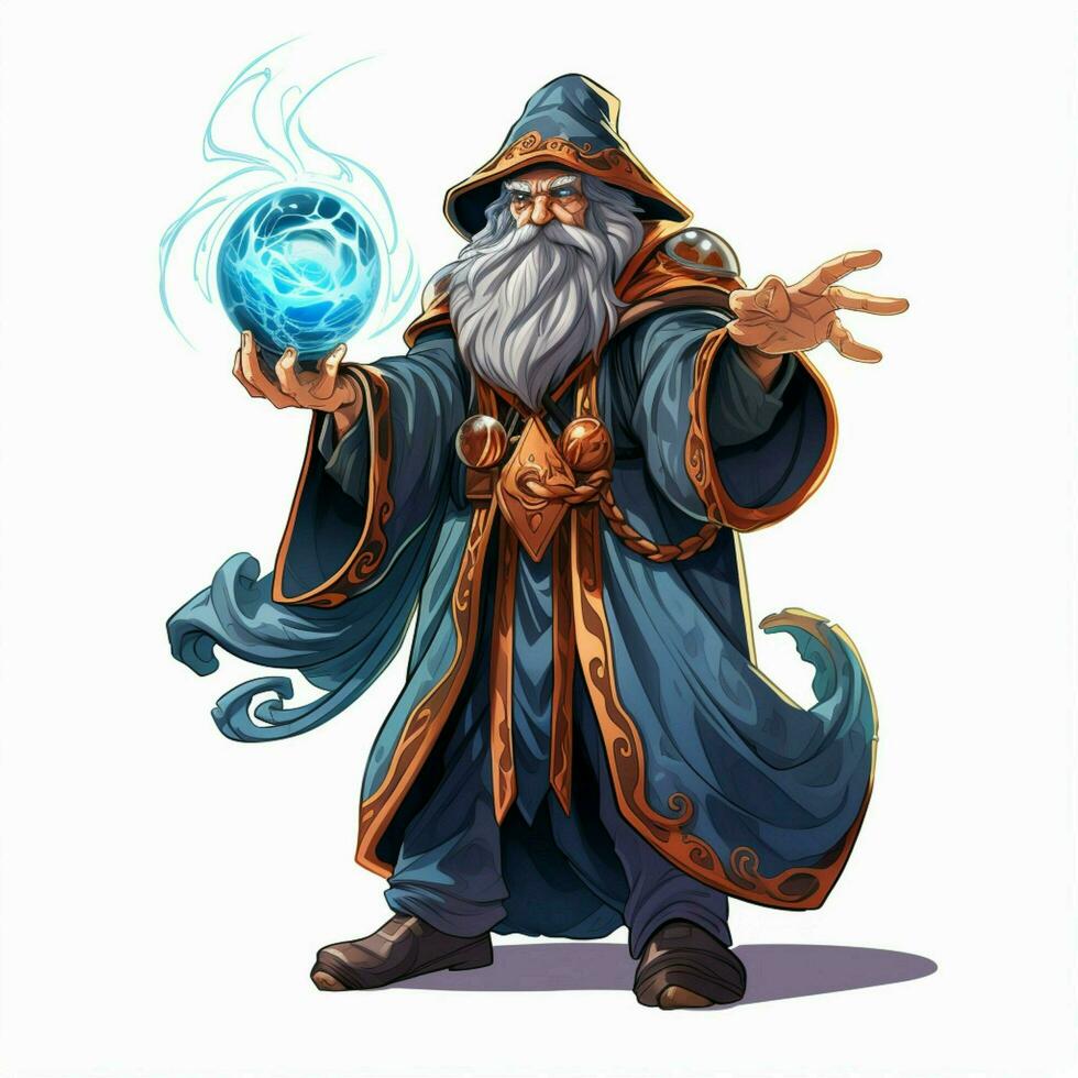 Man Mage 2d cartoon illustraton on white background high photo