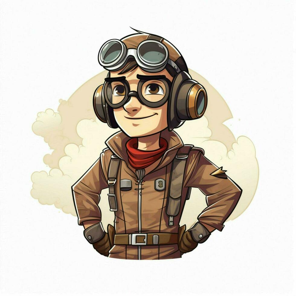 Man Pilot 2d cartoon illustraton on white background high photo