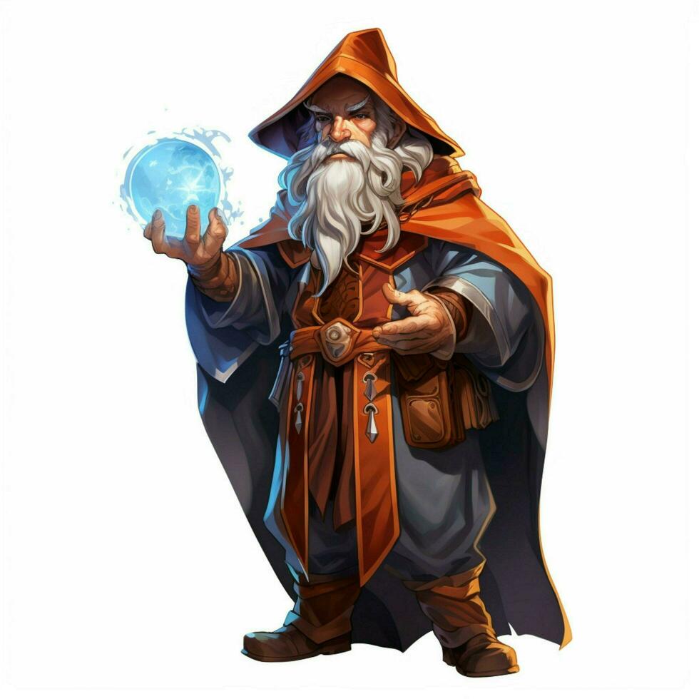 Man Mage 2d cartoon illustraton on white background high photo