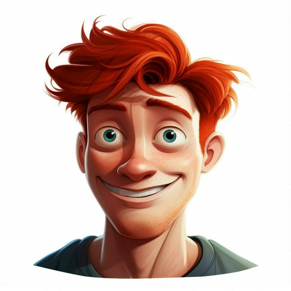 Man Red Hair 2d cartoon illustraton on white background high photo