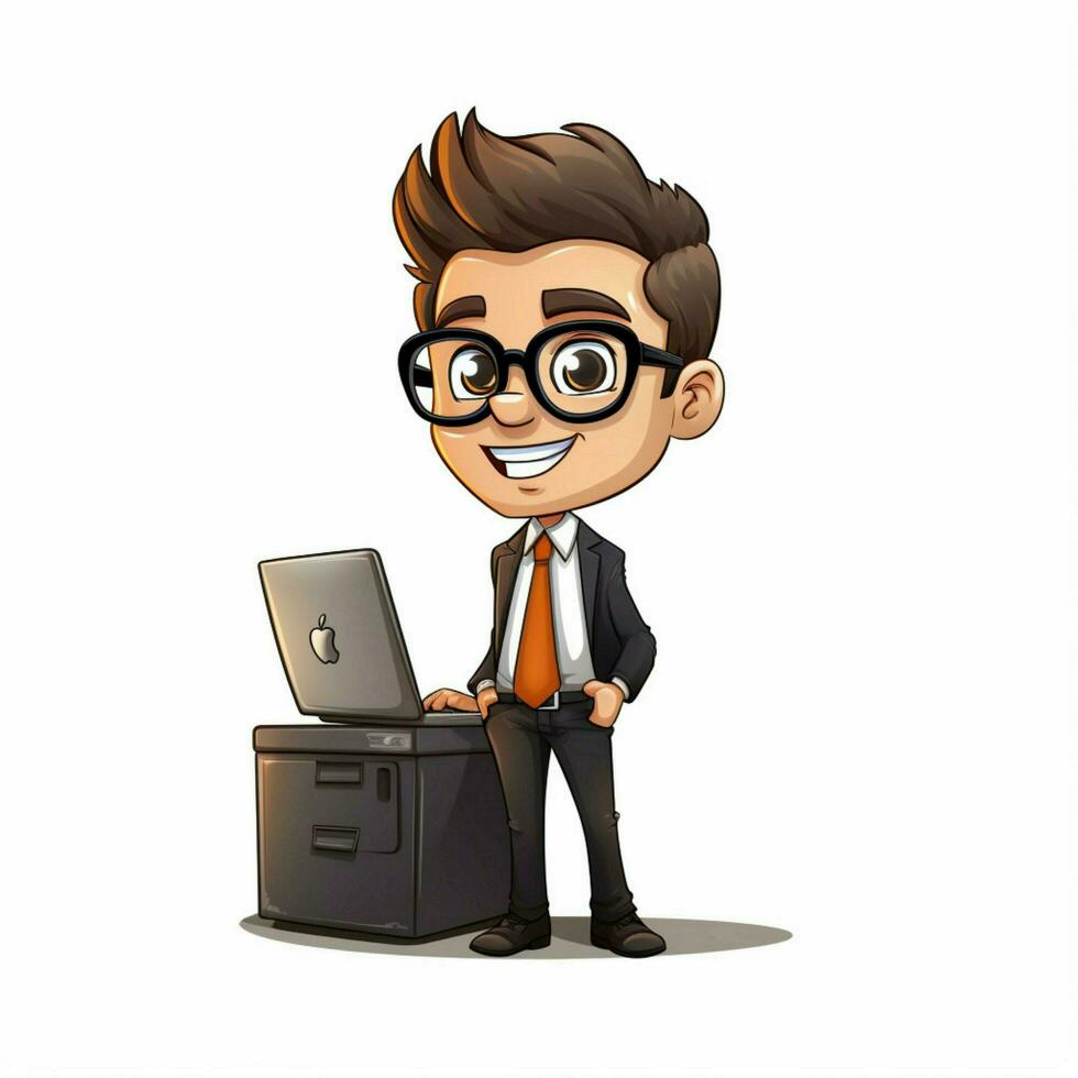 Man Office Worker 2d cartoon illustraton on white background photo