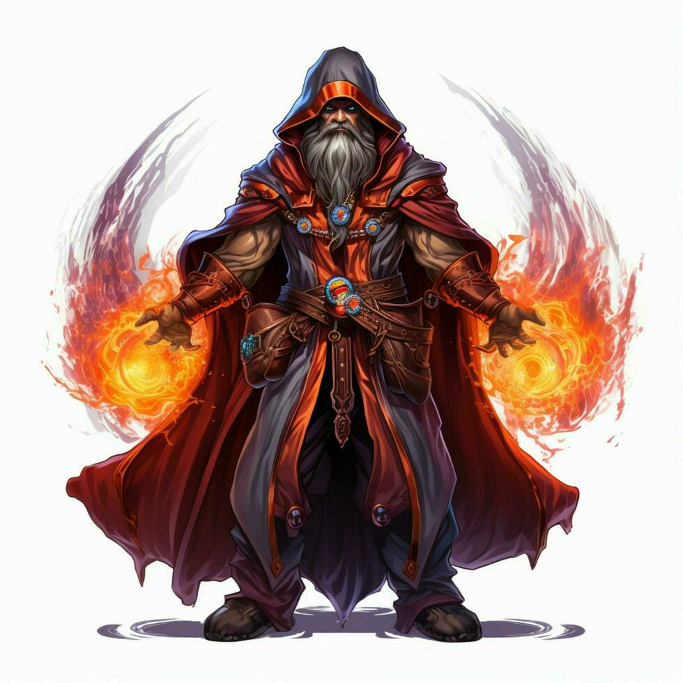 Man Mage 2d cartoon illustraton on white background high photo