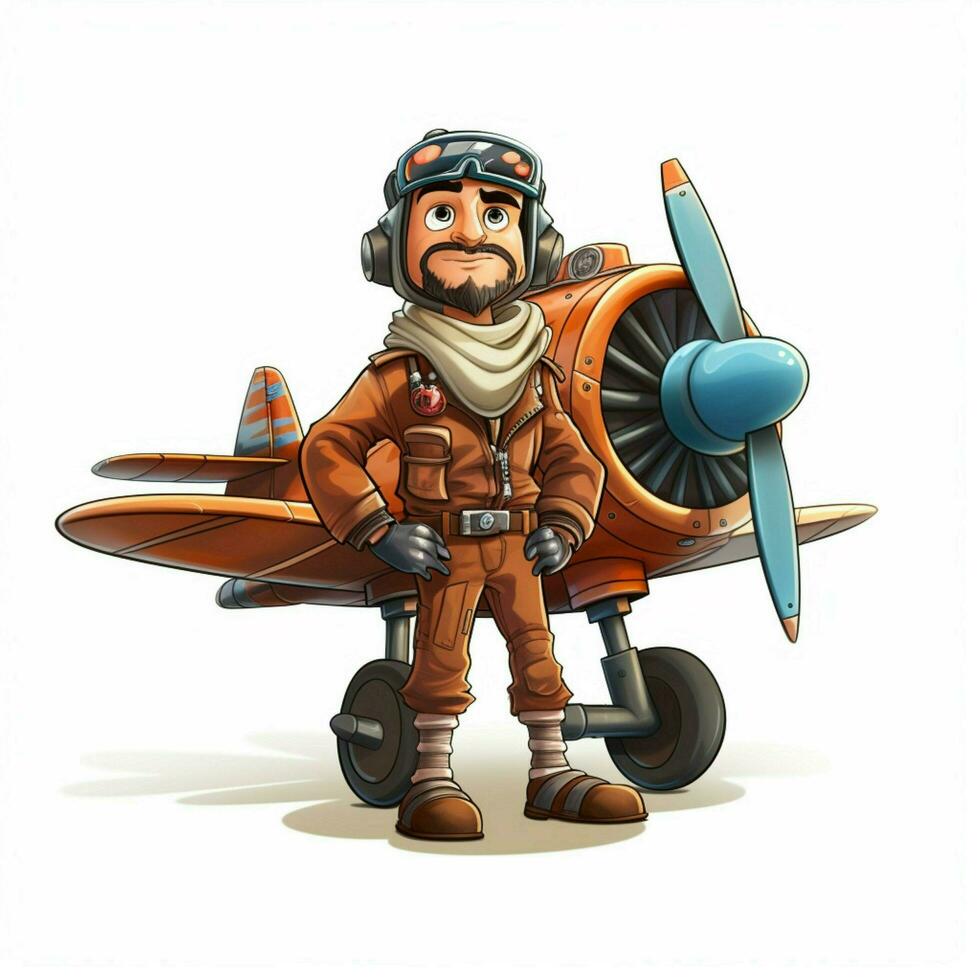 Man Pilot 2d cartoon illustraton on white background high photo