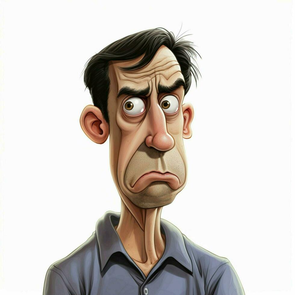 Man Pouting 2d cartoon illustraton on white background high photo