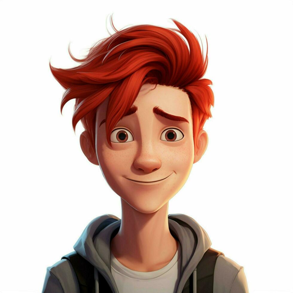 Man Red Hair 2d cartoon illustraton on white background high photo