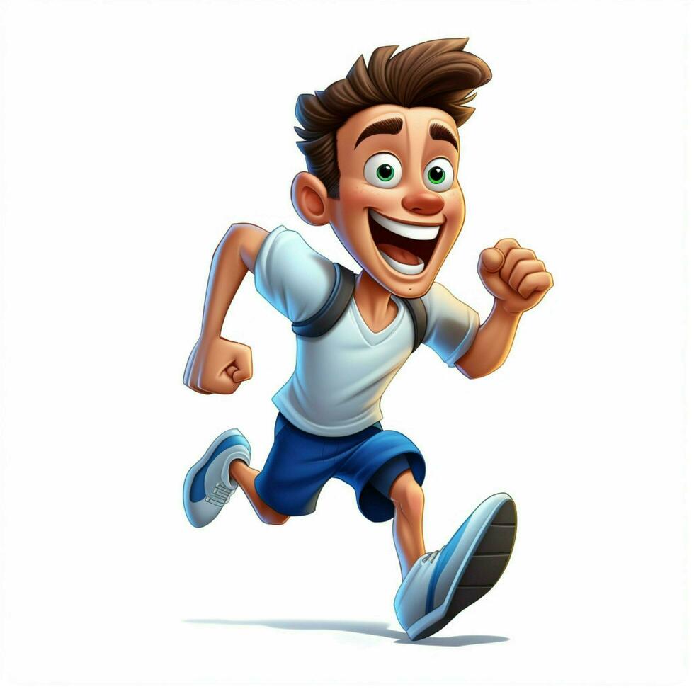 Man Running 2d cartoon illustraton on white background high photo