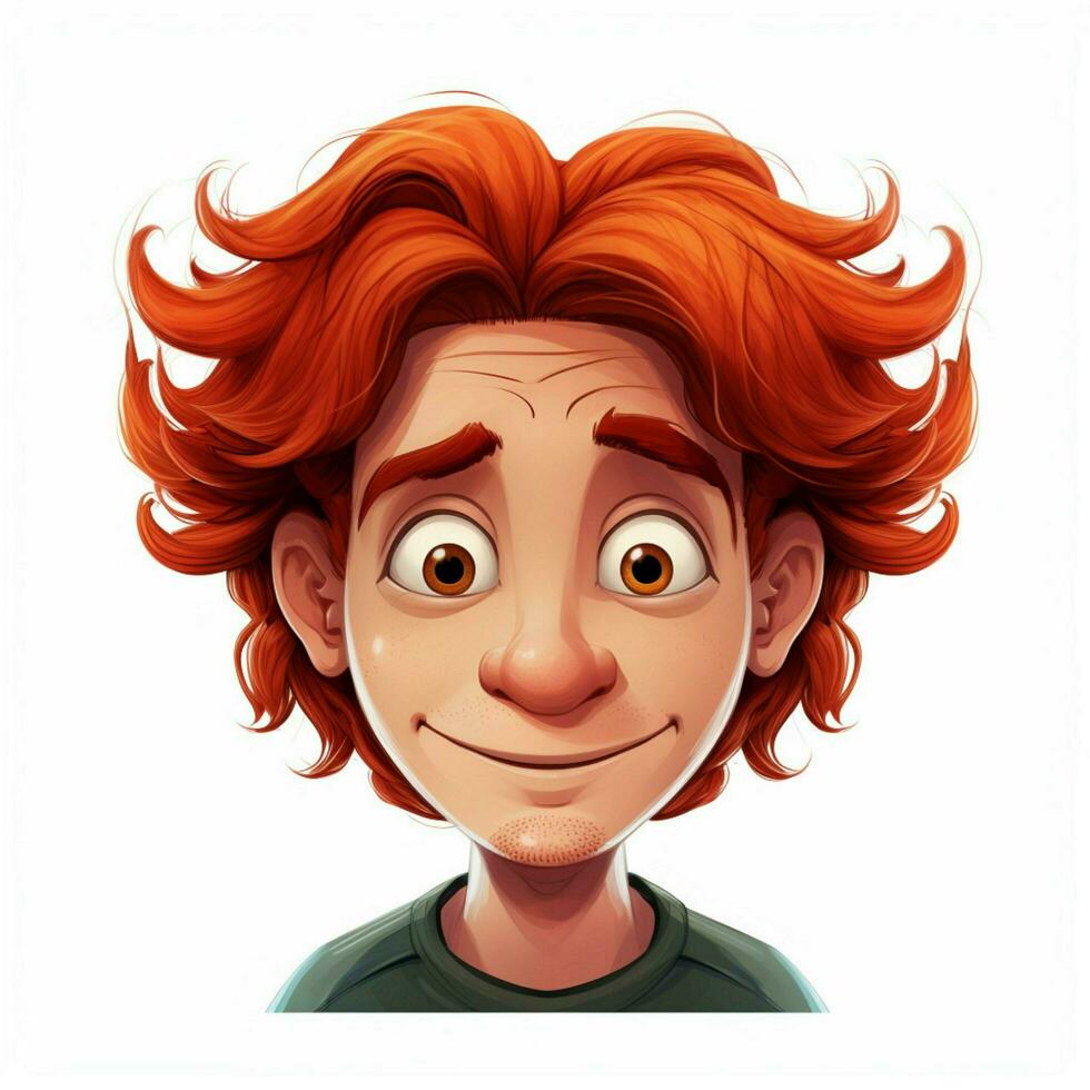 Man Red Hair 2d cartoon illustraton on white background high photo