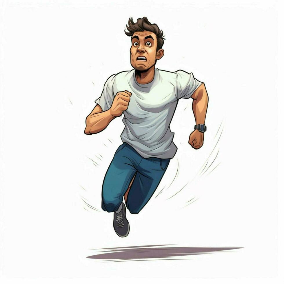 Man Running 2d cartoon illustraton on white background high photo