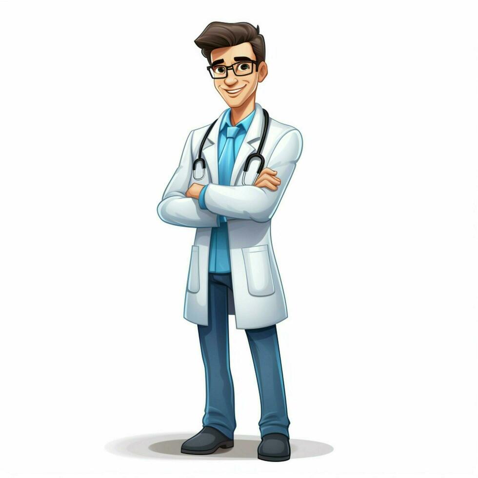 Man Health Worker 2d cartoon illustraton on white background photo