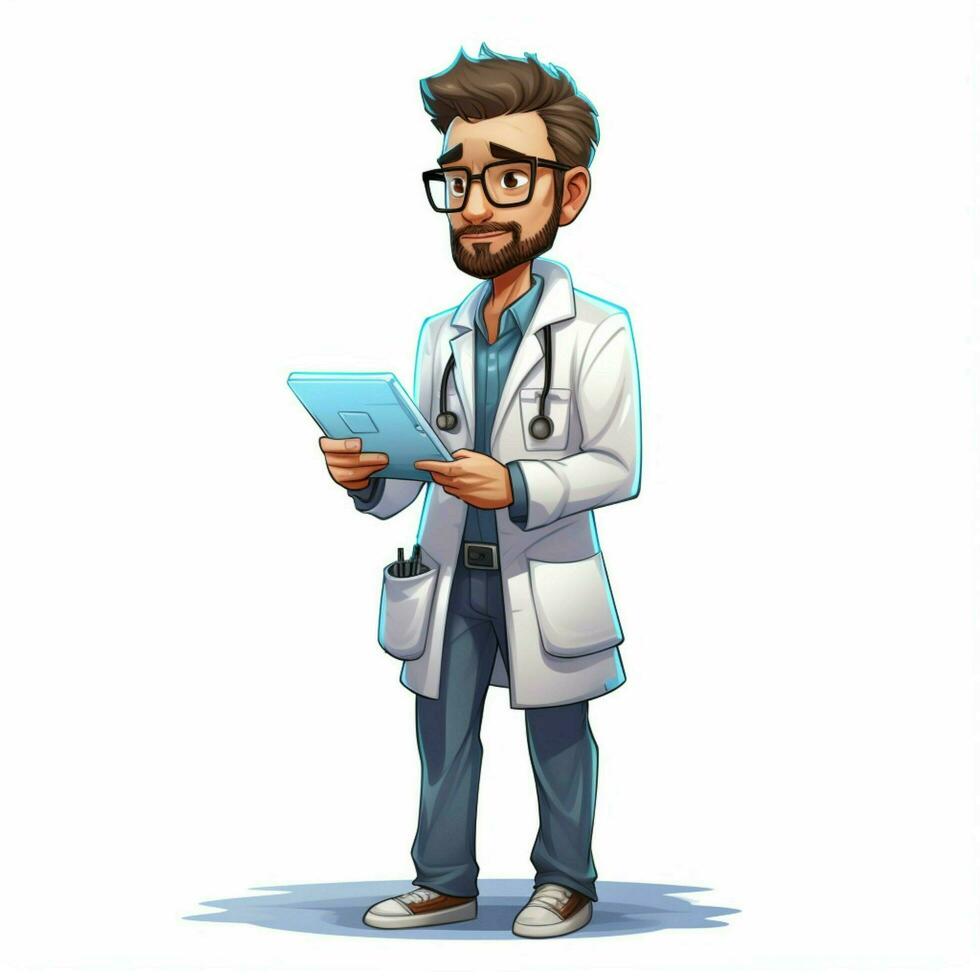 Man Technologist 2d cartoon illustraton on white background photo
