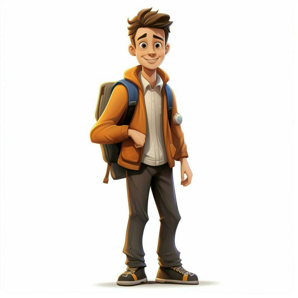 Man Student 2d cartoon illustraton on white background hig photo