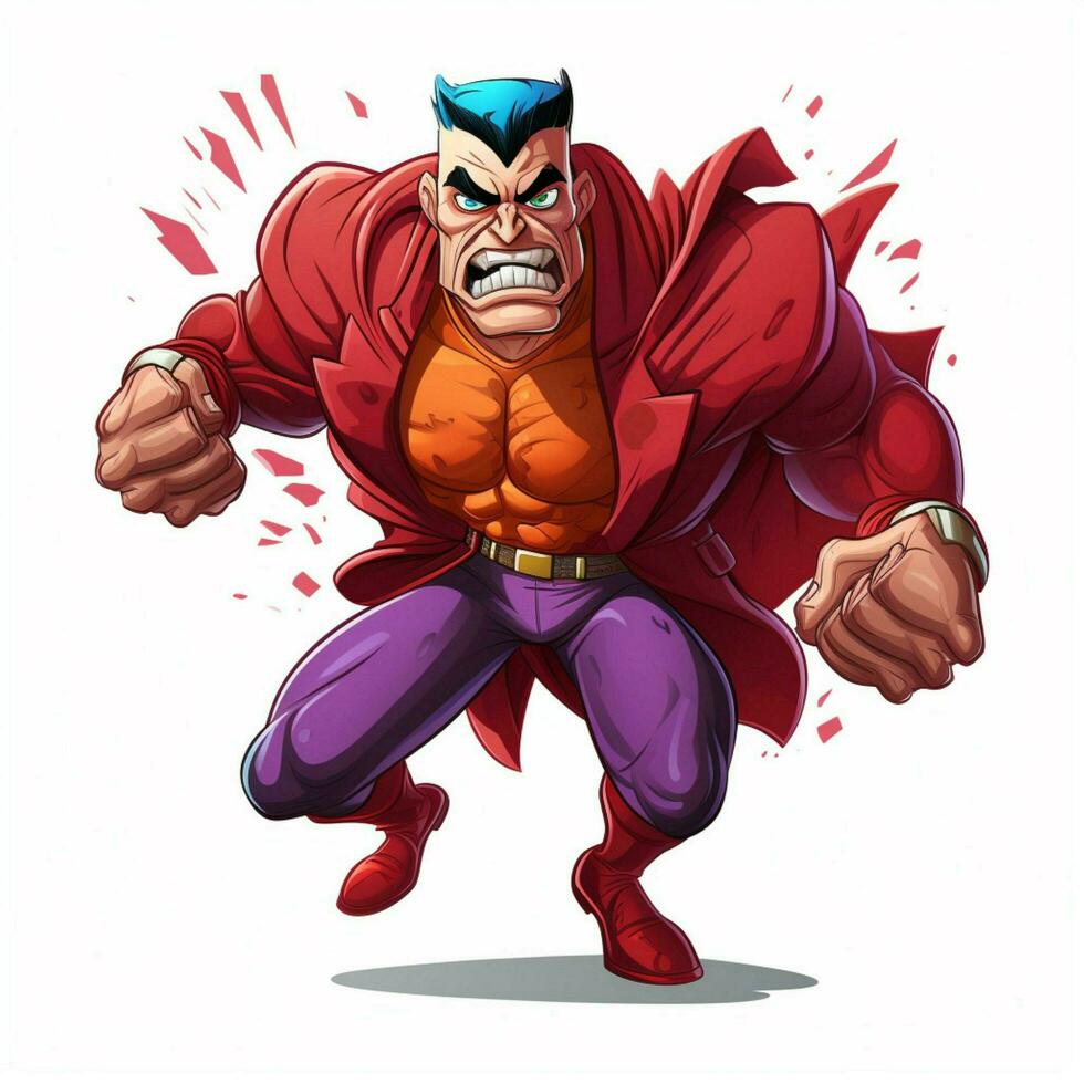 Man Supervillain 2d cartoon illustraton on white background photo