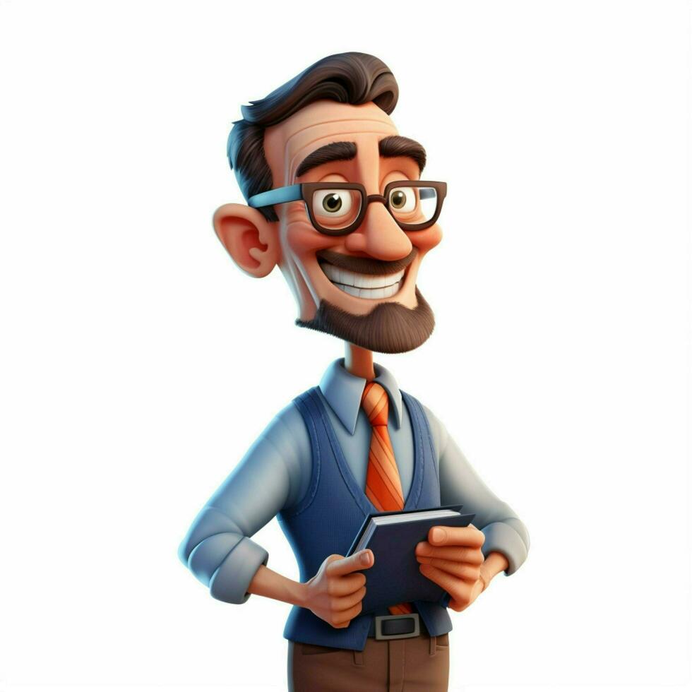 Man Teacher 2d cartoon illustraton on white background hig photo