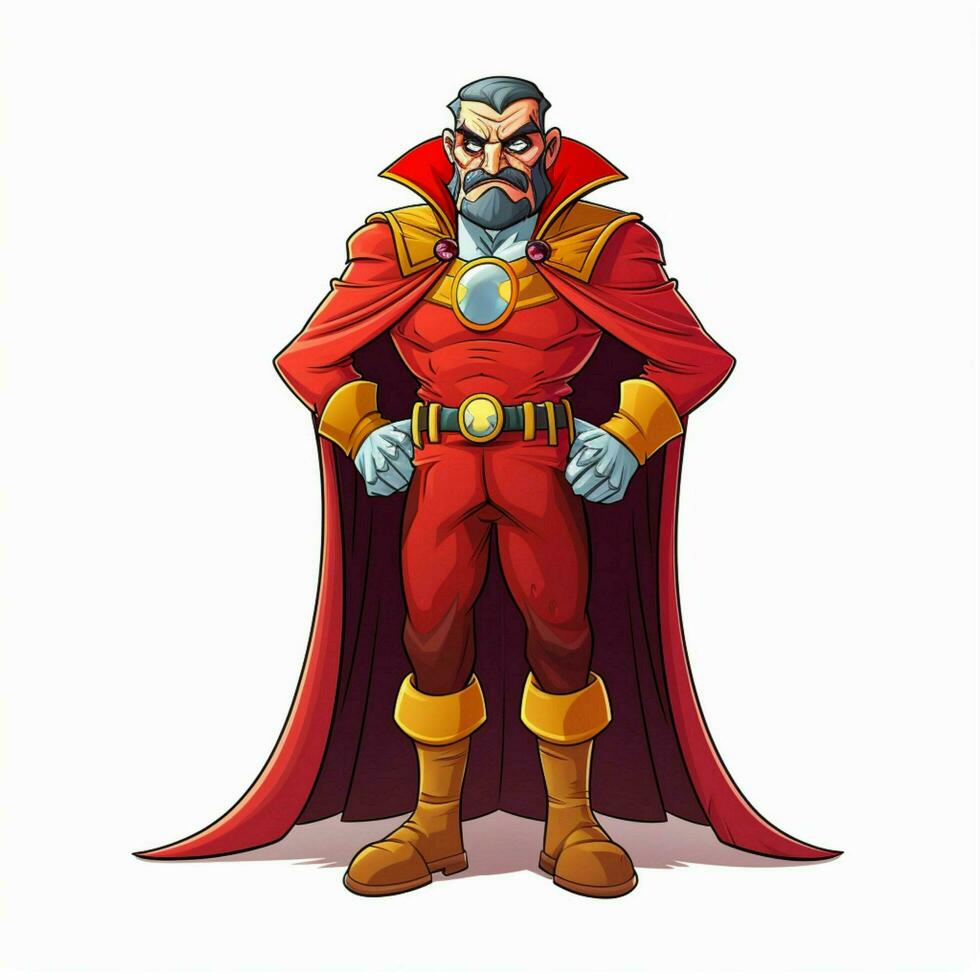 Man Supervillain 2d cartoon illustraton on white background photo