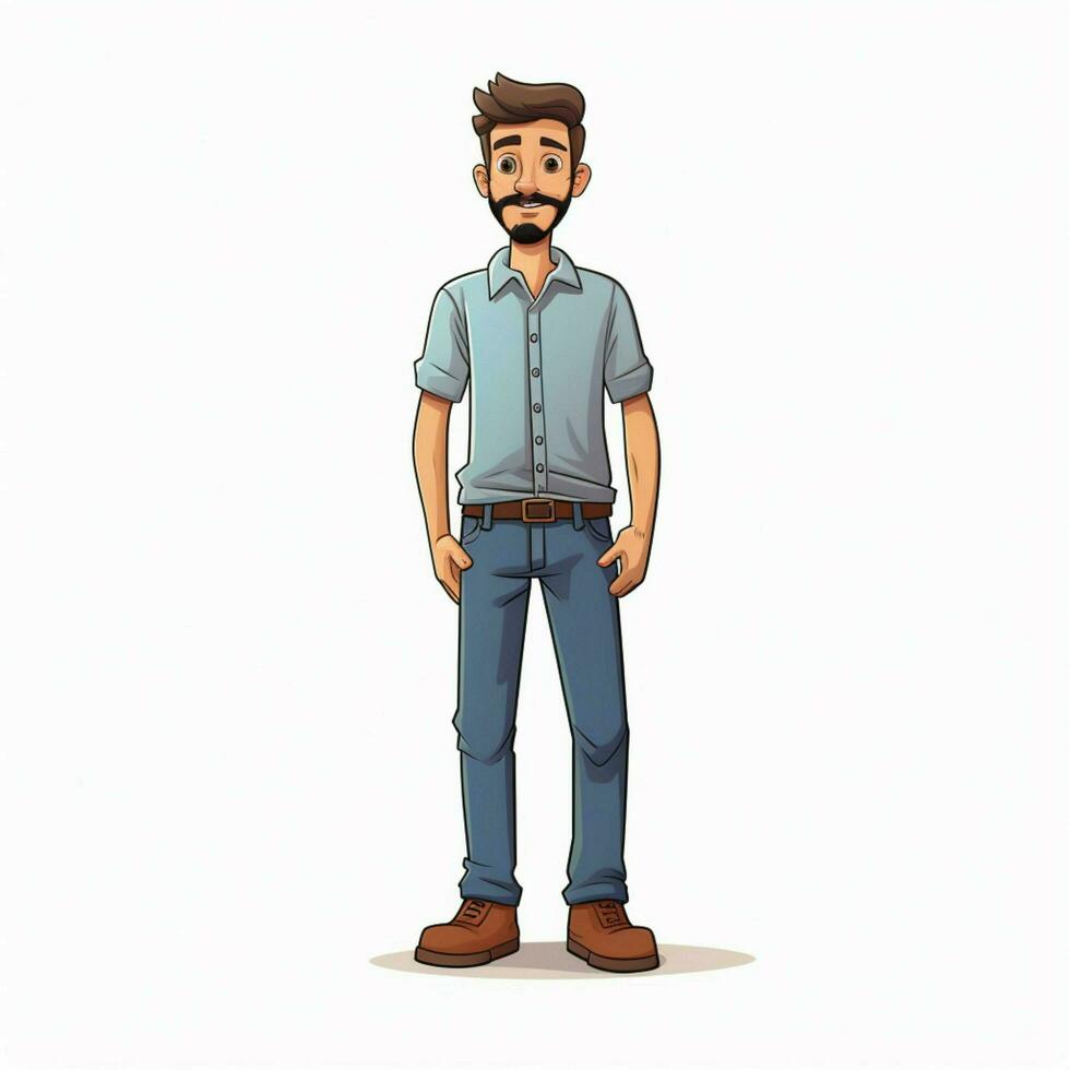 Man Standing 2d cartoon illustraton on white background high photo