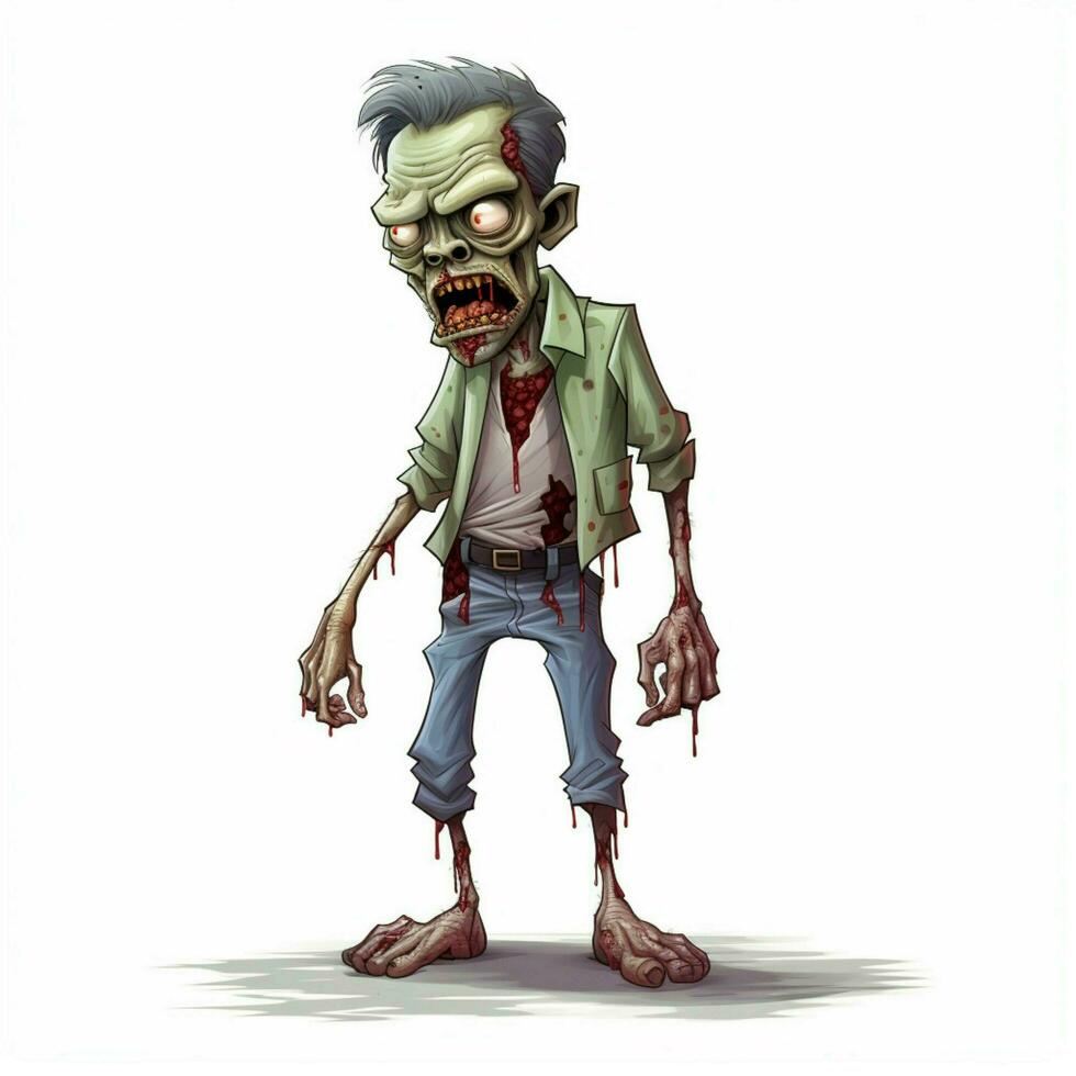 Man Zombie 2d cartoon illustraton on white background high photo