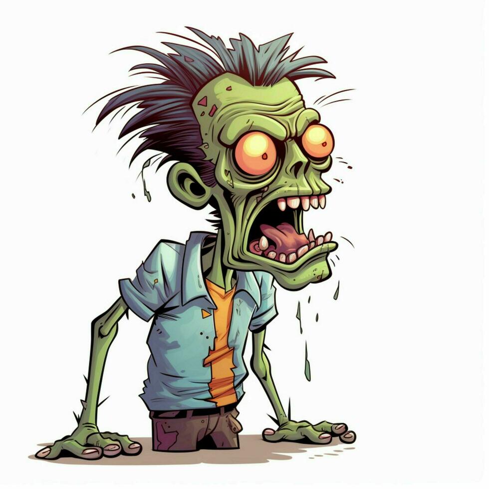 Man Zombie 2d cartoon illustraton on white background high photo