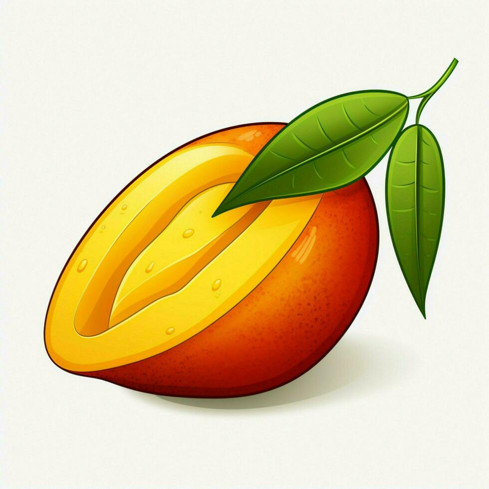 Mango 2d cartoon illustraton on white background high qual photo
