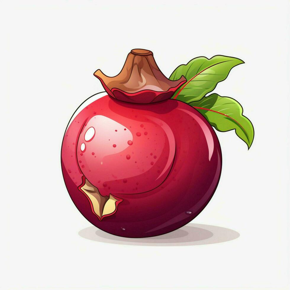 Mangosteen 2d vector illustration cartoon in white background photo