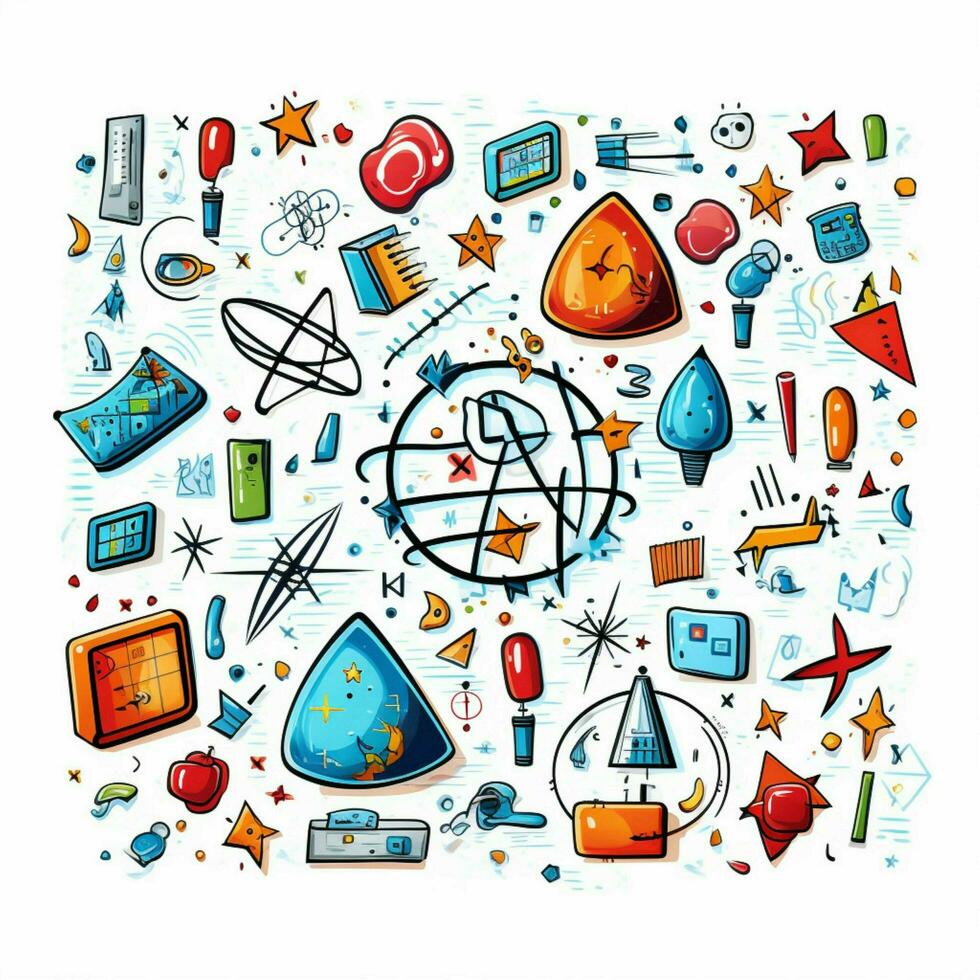 Math Symbols 2d cartoon vector illustration on white backg photo