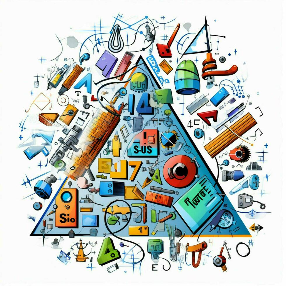 Math Symbols 2d cartoon vector illustration on white backg photo
