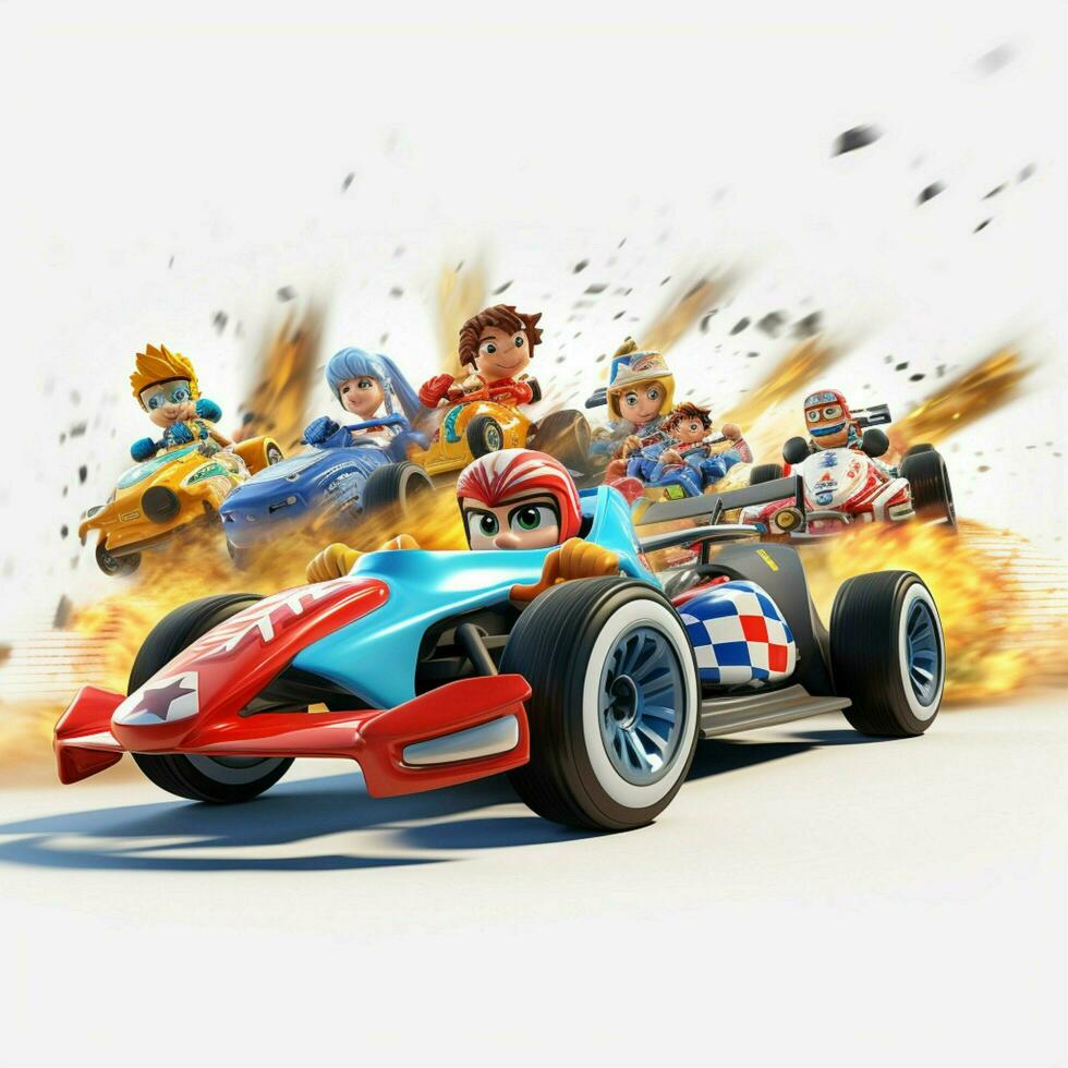 Mattel Auto Race 2d cartoon illustraton on white backgroun photo