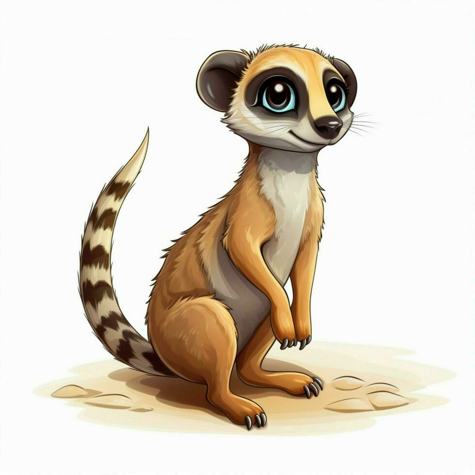 Meerkat 2d cartoon vector illustration on white background photo