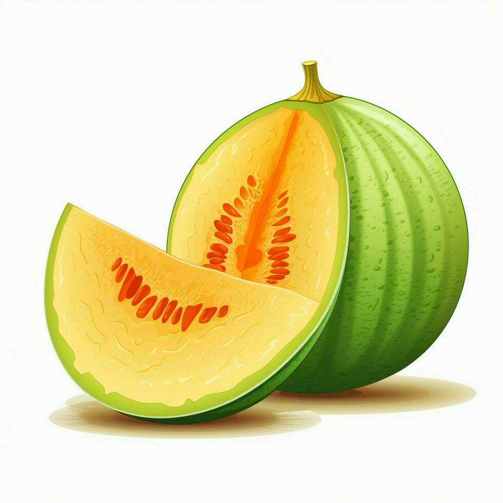 Melon 2d cartoon illustraton on white background high qual photo