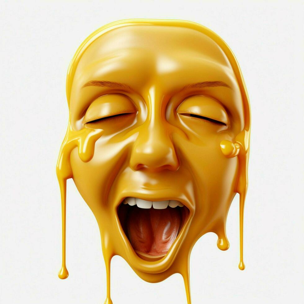 Melting Face emoji on white background high quality 4k hdr photo