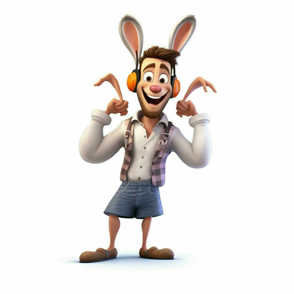 Men with Bunny Ears 2d cartoon illustraton on white backgr photo