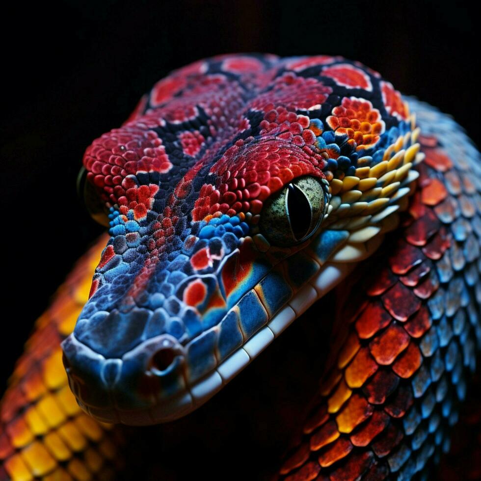 Mesmerizing snake with a vibrant patterned skin photo