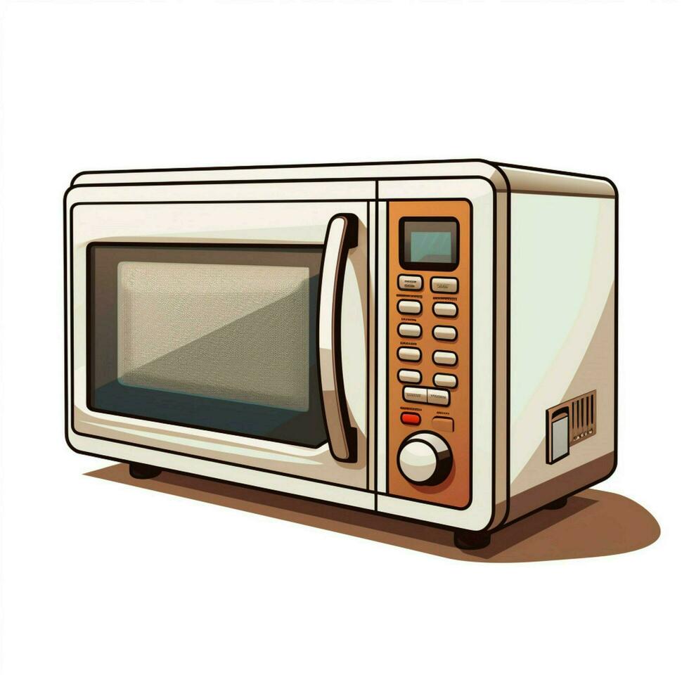 Microwave Oven 2d cartoon illustraton on white background photo