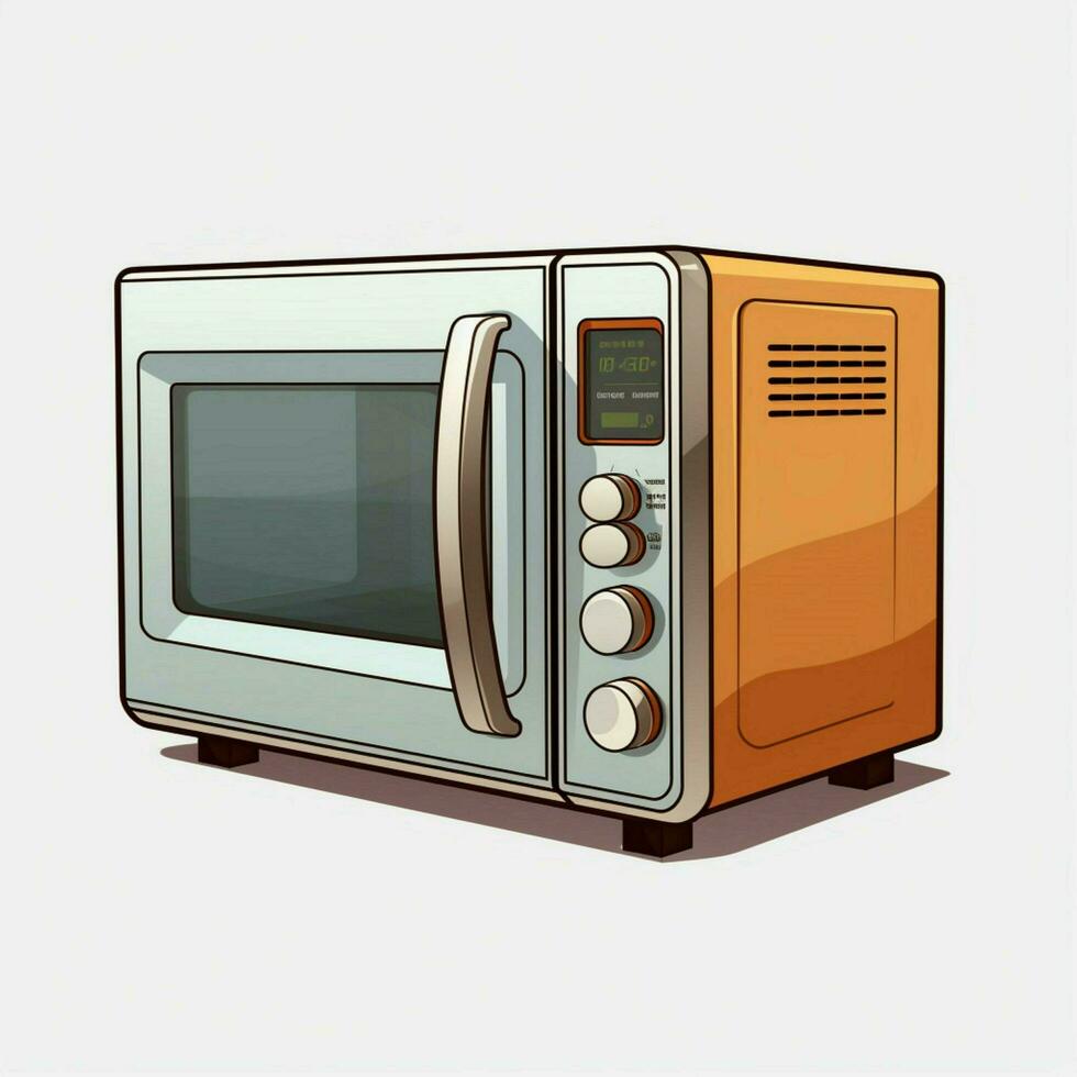 Microwave oven 2d cartoon illustraton on white background photo