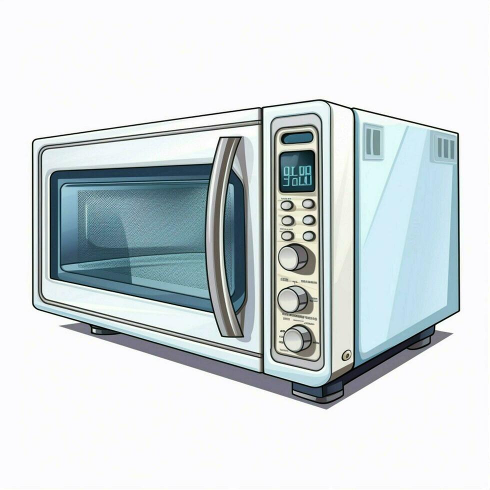 Microwave oven 2d cartoon illustraton on white background photo