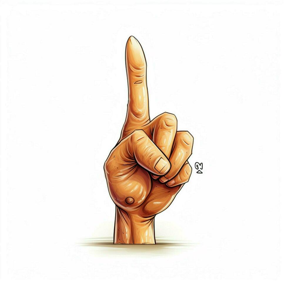 Middle Finger 2d cartoon illustraton on white background h photo