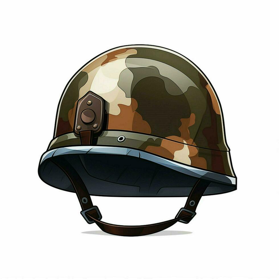 Military Helmet 2d cartoon illustraton on white background photo