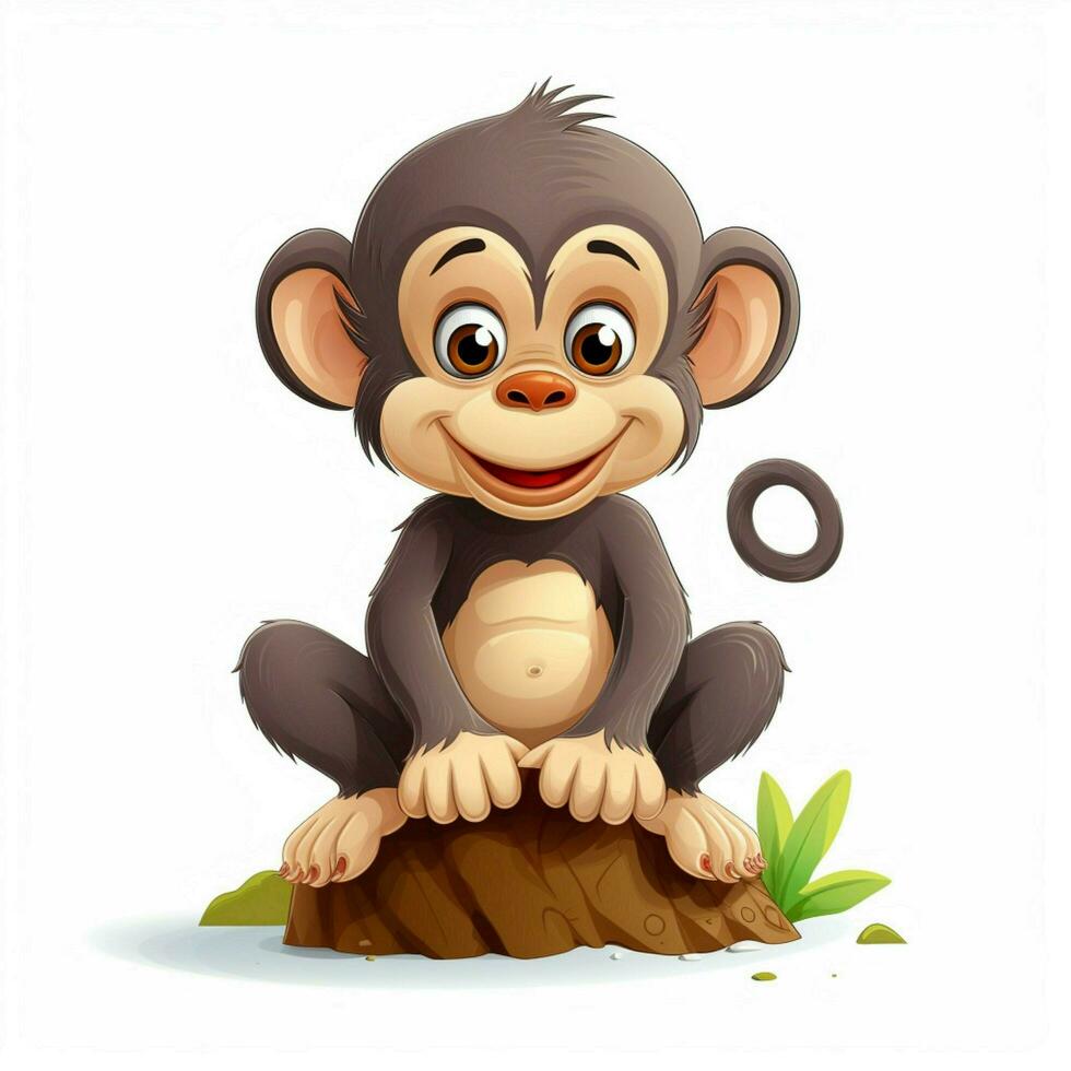 Monkey 2d cartoon vector illustration on white background photo