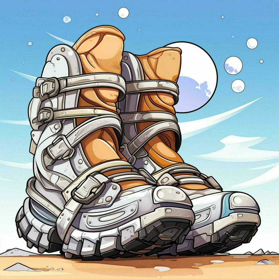 Moon shoes 2d cartoon illustraton on white background high photo