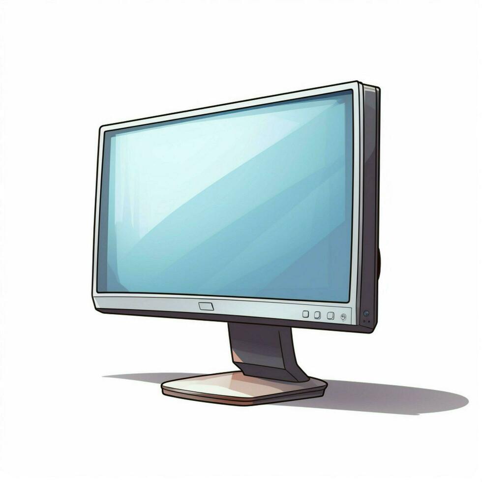 Monitor 2d cartoon vector illustration on white background photo