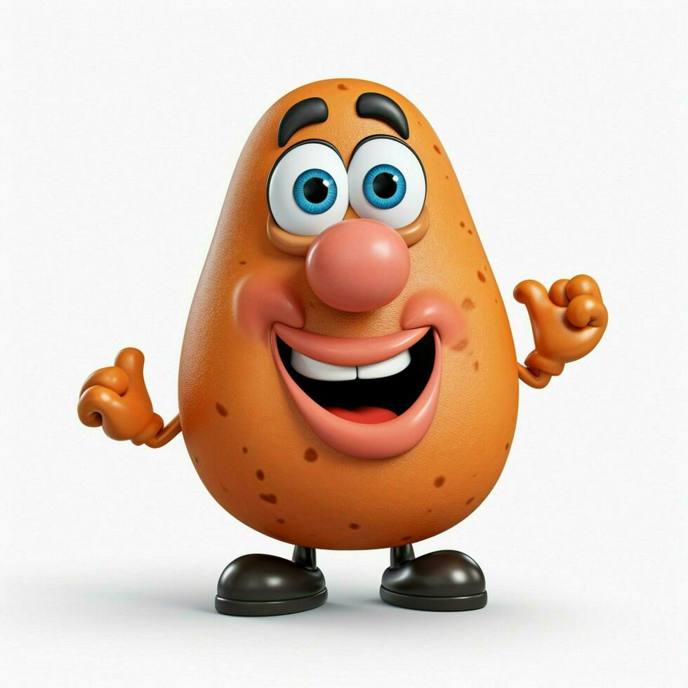 Mr Potato Head 2d cartoon illustraton on white background photo