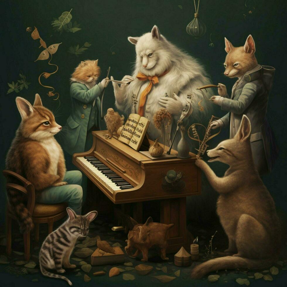 Musical animals creating harmonious melodies photo