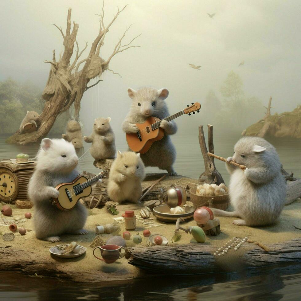 Musical animals creating harmonious melodies photo