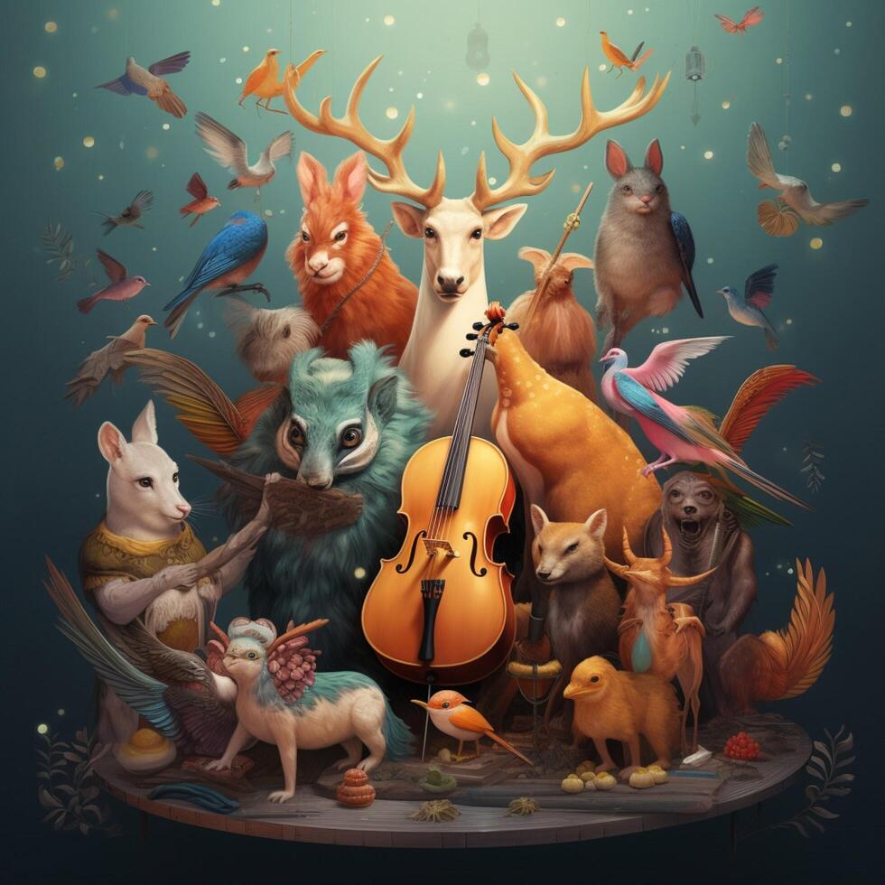 Musical animals creating harmonious melodies photo