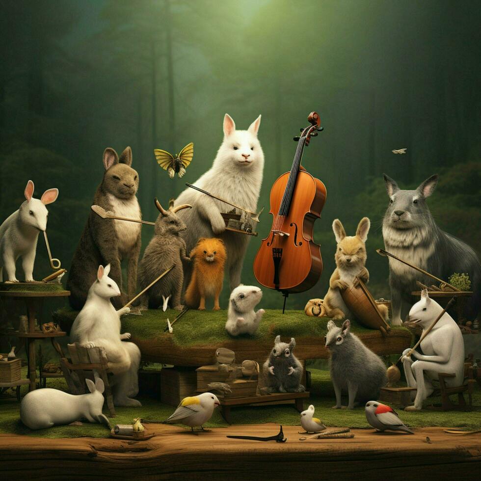 Musical animals creating harmonious melodies photo