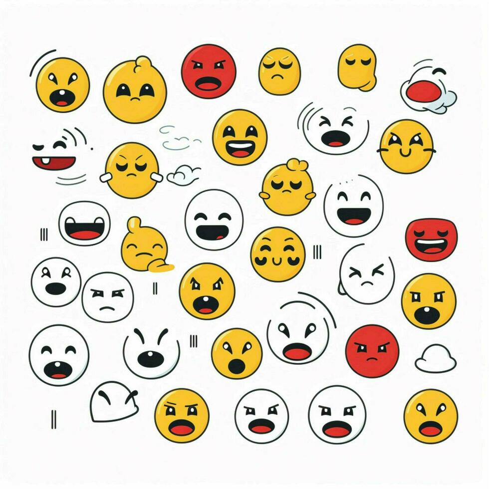 negativo caras emojis 2d dibujos animados vector ilustración en wh foto